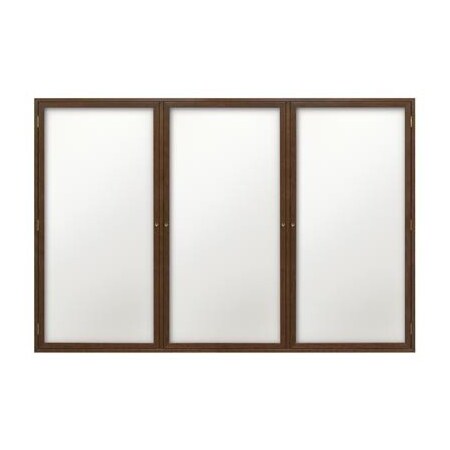 United Visual Products 72"x48" 3-Door Wet/Dry Erase, Black Porcelain/Walnut Frame UV856D-WALNUT-BLKPORC